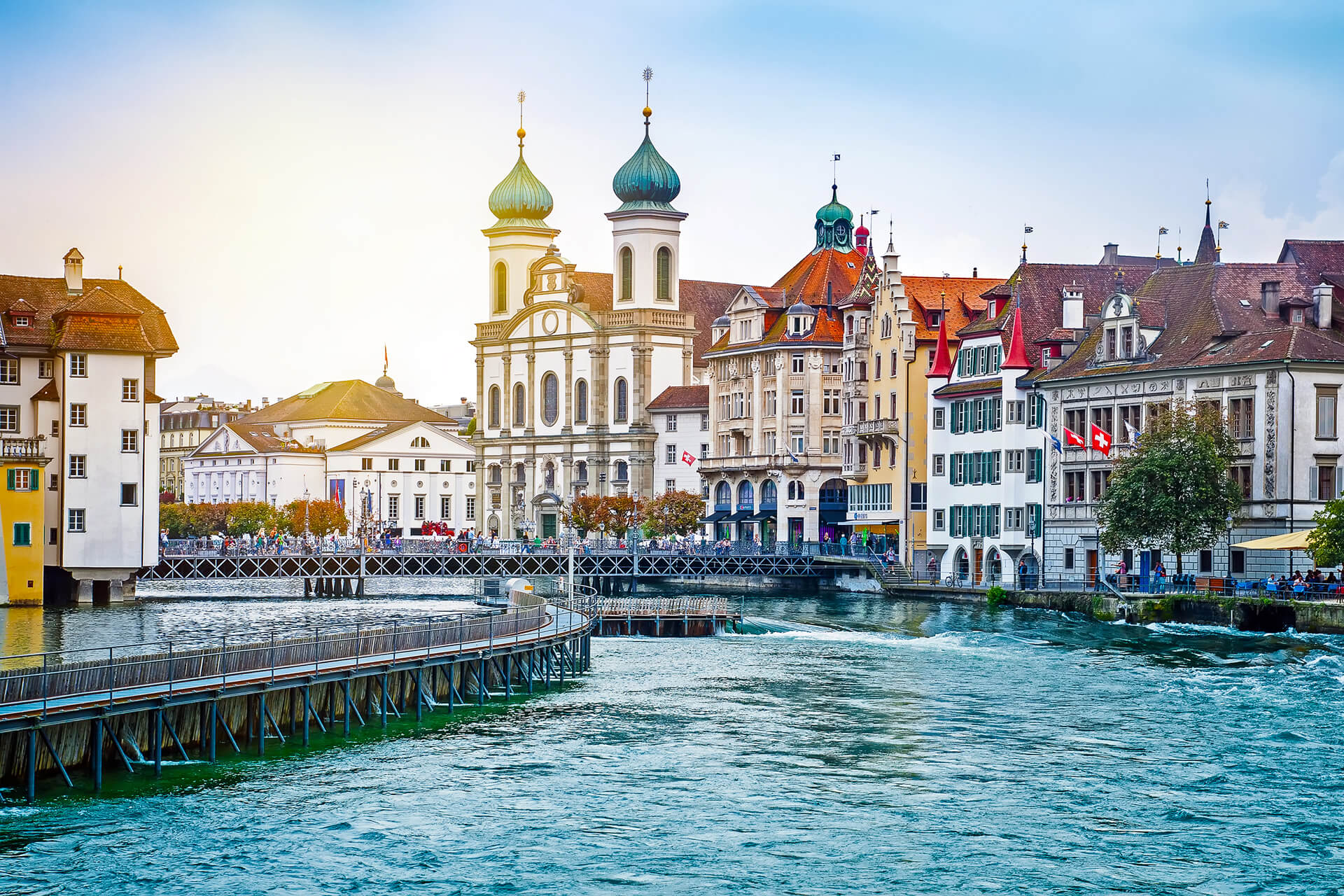 Cityscape of Lucerne in the Evening Switzerland